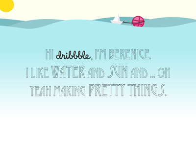 Dribbble Debut gradients minimalist paper boat sun typography wall paper waves