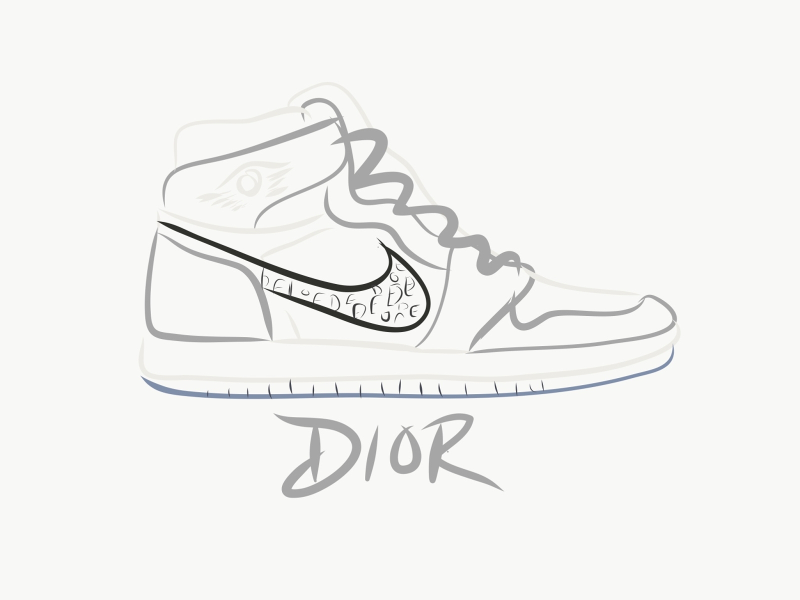 Nike x Dior Collab Swoosh Logo Ironon Sticker heat transfer  Customeazy