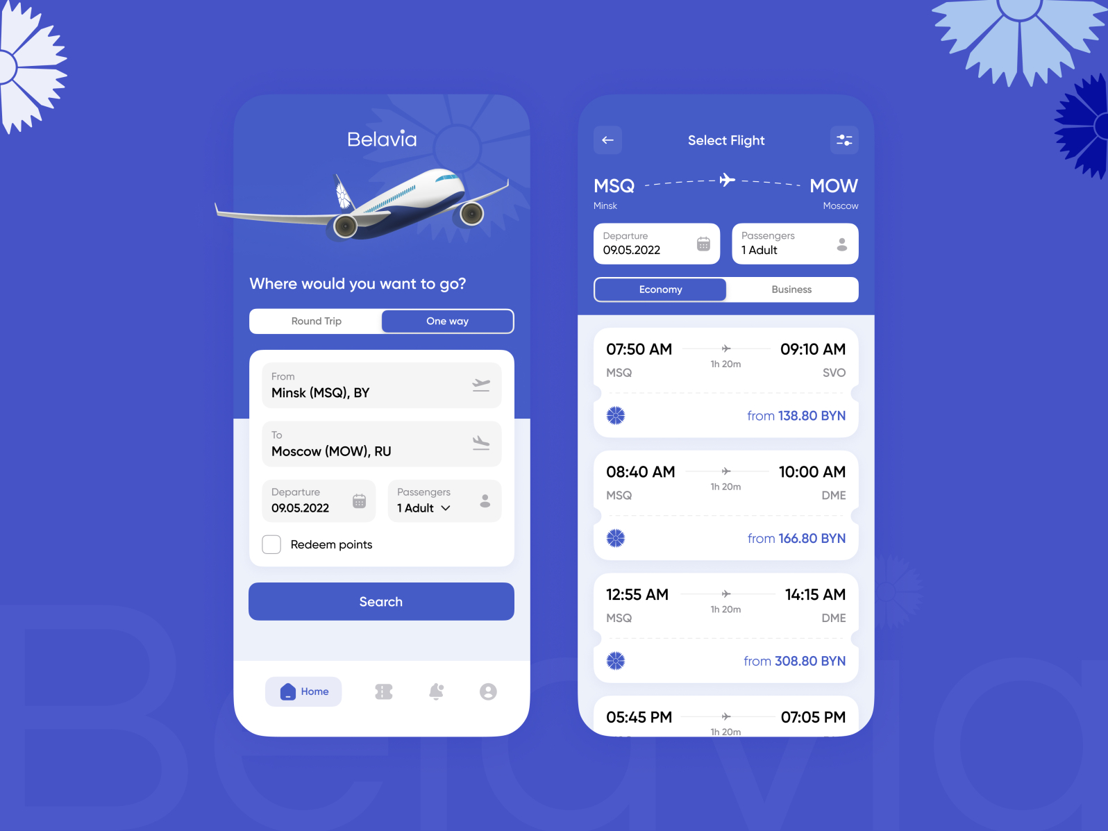 Flight Booking Belavia App by Denis Sevryugin on Dribbble