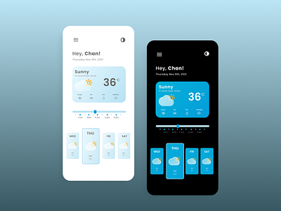 Weather App UI Concept with Dark Mode app design figma flat ui uidesign ux weather app