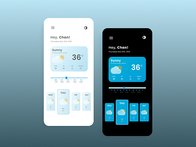 Weather App UI Concept with Dark Mode by Anugrah on Dribbble