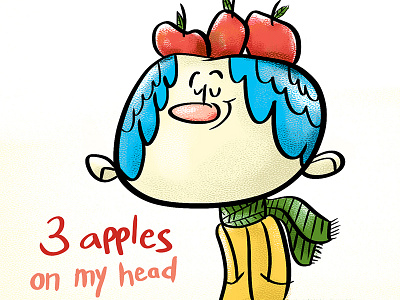 3 Apples on my Head adobe apple character design doodle illustration photoshop sketch