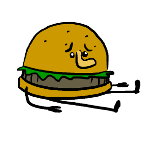 Sad Burger cartoon character design flash gif