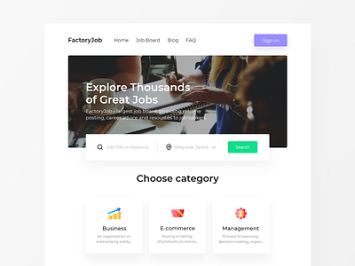 Factory Job Landing Page employee job job board jobsearch jobseeker ui uidesign uiux webdesign webdesigner website