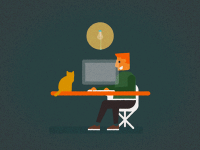Workin' round the clock 247 aftereffects animation c4d cat desk desktop gif night transition work