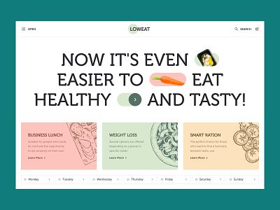 Healthy food site - first screen behance branding design eat firstshot food health illustration kitchen landing site ui ux