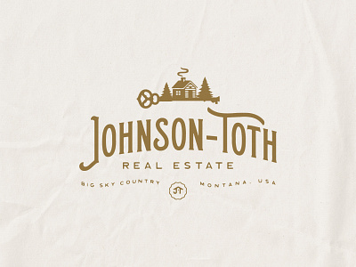 Johnson Toth Real Estate Logo log cabing montana real estate real estate logo vintage type