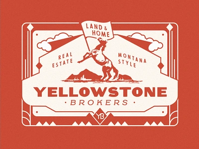 Yellowstone Brokers, Postcard art deco branding horse illustration montana postcard real estate typography west western yellowstone