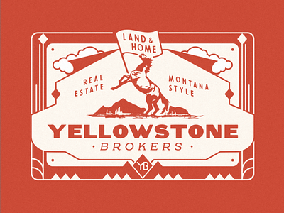 Yellowstone Brokers, Postcard art deco branding horse illustration montana postcard real estate typography west western yellowstone