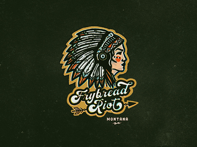 Frybread Riot illustration indian logo nativeamerican retro warrior