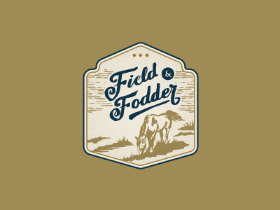 Field and Fodder logo agriculture badge field horse logo western
