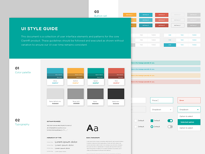 Styleguide buttons color palette inputs style guide