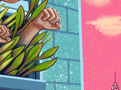 At Home Activism activism buildings cityscape editorial illustration green illustration nyc plants procreate sunset
