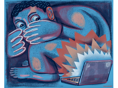 Digital Fear computer editorial illustration illustration linework mental health procreate timelapse