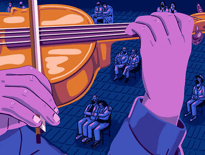 New York Philharmonic during Covid editorial illustration illustration nyc