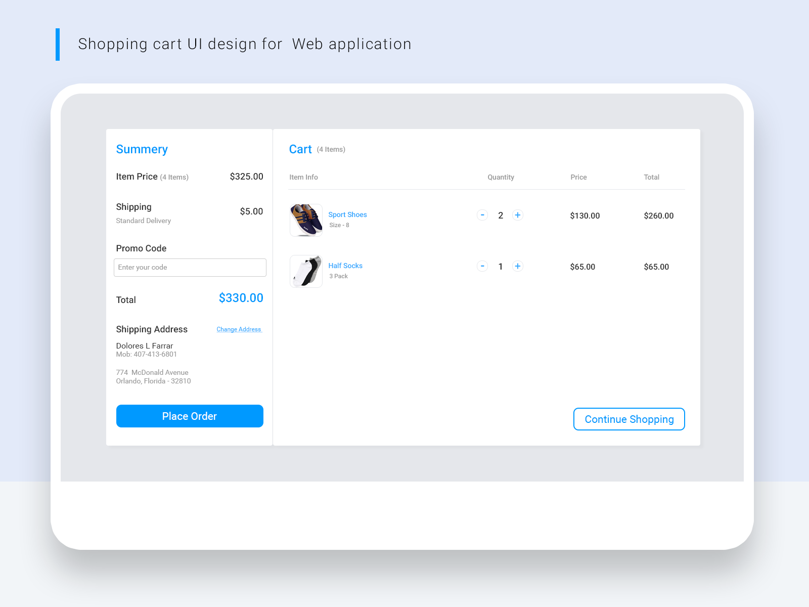 Online Shopping Cart Design