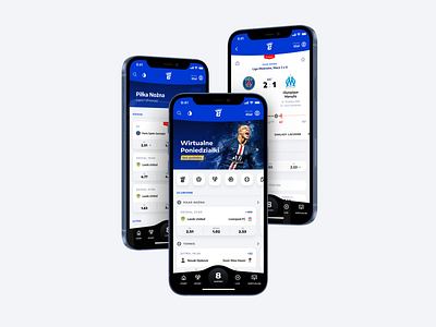 eWinner – UI redesign app bet betting blue dynamic fast football gamble mobile mockup poland polish sport ui ux
