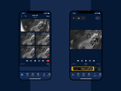 Undisclosed Project – Video Surveillance app cloud dark design editing insights live mobile monitoring options player protectin retail security surveillance ui ux video