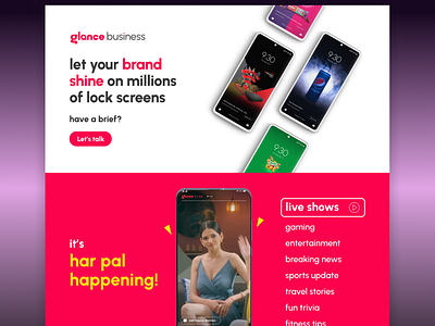 Glance Business web UX UI