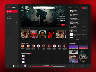 RedTune - 🎵 Music Media Player Dashboard