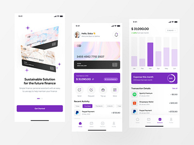 Personal Banking Mobile - Finance App💳 bank banking app card clean credit card finance financial fintech app minimal minimalist modern money money transfer payment savings transaction transfer ui ux