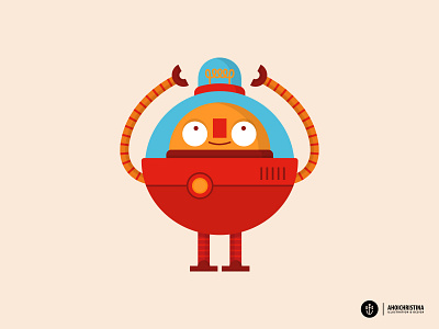 Robot ahoichristina character design graphic illustration robot vector