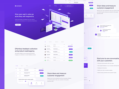 Userpace – Landing Page – Feedback Management app feature feedback flat illustration landing page ui web