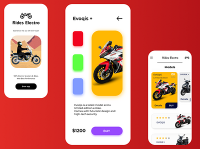 Rides Electro app bikes design flat icon logo minimal motercycle scooter scooters ui ux