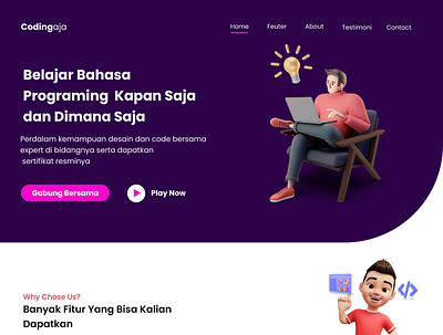 Landing Page Web ( Class Online ) 3d branding graphic design ui