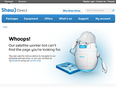 Shaw Direct Error 404 page