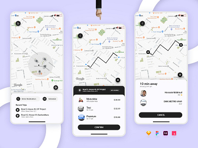 Ride Sharing App android app design bike app bike ride bike sharing car booking app car sharing ios app design ride sharing app taxi booking app uber
