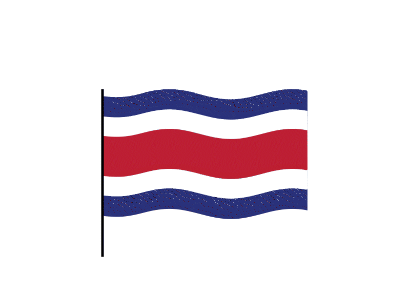 Costa Rica flag Lottie JSON animation animated animation apps custom design flag gif graphicsgenisys html5 illustration json landingpage lottie lottiejson lottiemotion lottiewebie vector waving webpage website