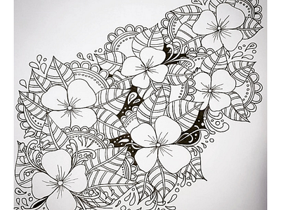 From left to right design flowers zentangle