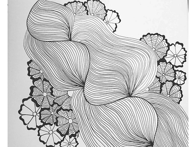 Just lines black and white flowers illustration lines zentangle