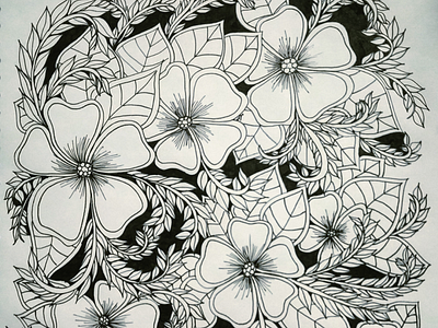 Some flowers black and white flowers illustration zentangle