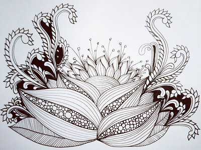 Like a sunrise black and white doodles drawing flowers illustration lines zentangle