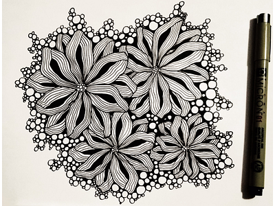 Bubble-flowers black and white doodles flowers illustration lines zentangle