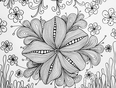 Flowers for a mask black and white doodles drawing flowers illustration lines zentangle