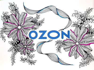 Ozon branding design doodles drawing flowers illustration lines logo zentangle