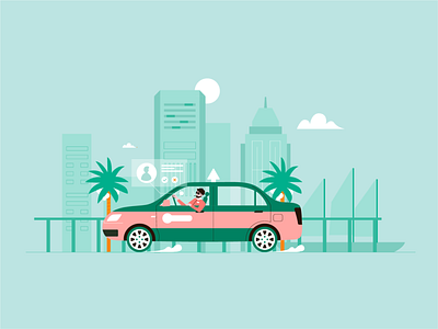 Taxi driver art design flat graphic design illustration illustrator ui 司机 在线打车 小场景