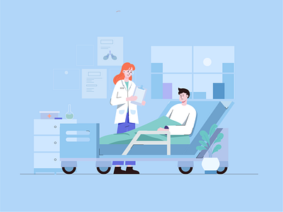 Nurse and patient art design graphic design hospital illustration illustrator ui vector 小场景