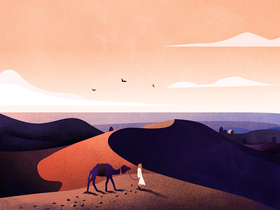 Finding a way home in the desert desert design gradual change illustration illustrator scenery texture