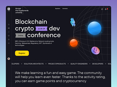 Geecko Meta - Conference Page confe conference crypto design event hiring product talks ui