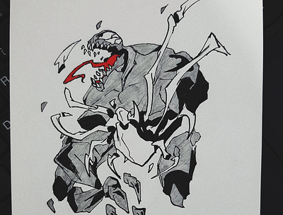 Venom character design character illustration comics creature evil pencil drawing pencil sketch spiderman venom