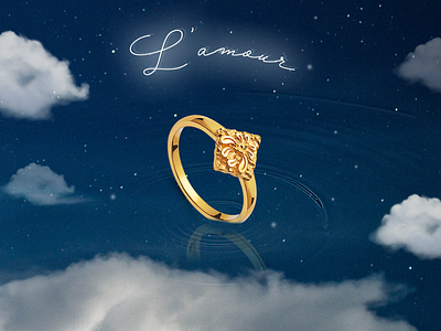 Dreamy presentation of a ring adobe photoshop advertising creative creativity digital art dreamy jewelery night product presentation ring social media social media design