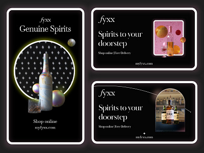 Online ads for an online alcohol shop adobe photoshop advertising branding design illustration