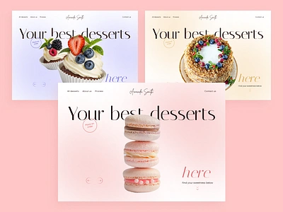 Design concept for desserts page animation bright design cake confectioner confectionery cupcakes design desserts figma first screen ideas landing page macarons prototyping shop the pastry chef ui user interface ux web design