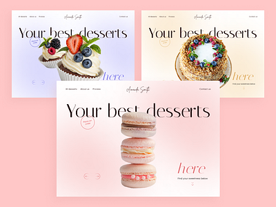 Design concept for desserts page animation bright design cake confectioner confectionery cupcakes design desserts figma first screen ideas landing page macarons prototyping shop the pastry chef ui user interface ux web design