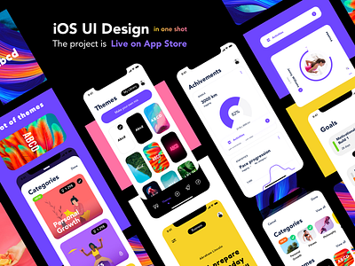 The project in a one shot app categories dashboard interaction ios purple themes ui ux