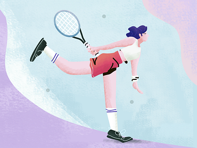 Digital illustration. Badminton badminton clean colorful illustration noise shadow sport vecor woman